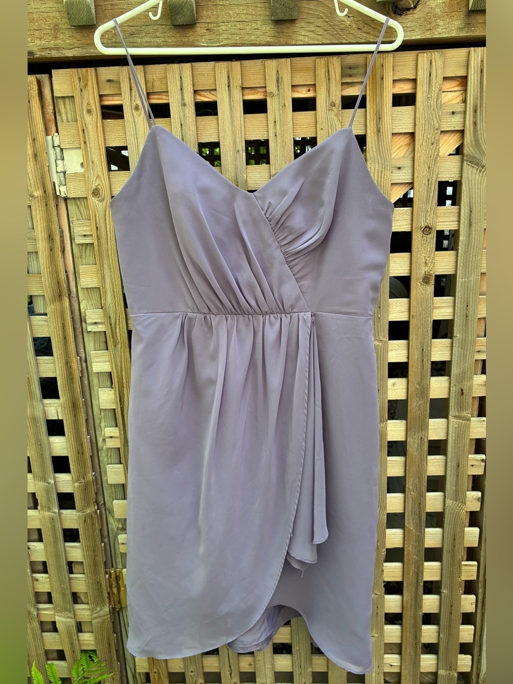 Alfred Angelo Spaghetti Strap Wrap Dress in Dusty Lavender